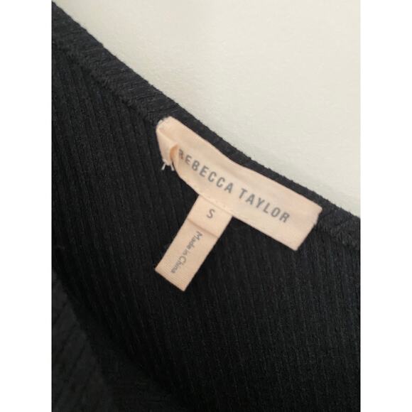 Rebecca Taylor Black One Shoulder Ribbed Knit Mini Dress Ruffle EUC Small - Picture 4 of 7